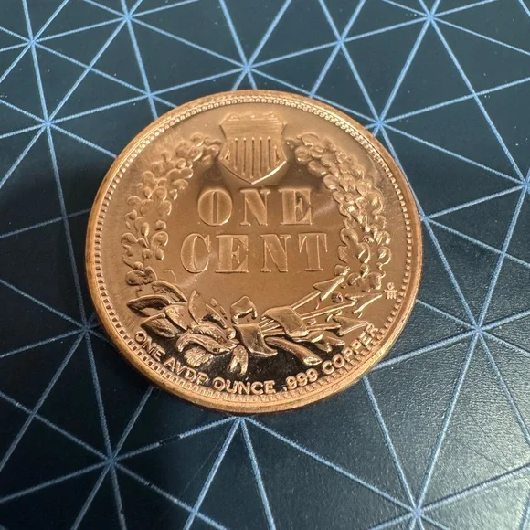 1 OZ 1877 Indian Head Cent * 1 OZ FINE COPPER ROUND In Capsule - Picture 2 of 2